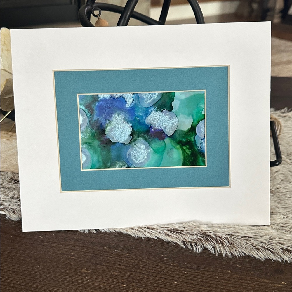 Hand crafted original Abstract Art Painting with Blue and Green Accents